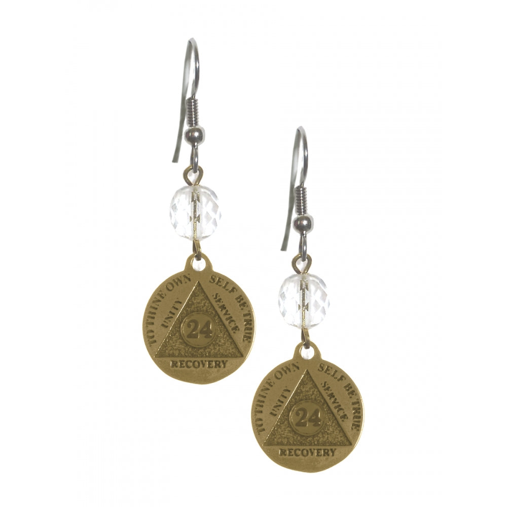 24 hour Mini Medallion Alcoholics Anonymous AA Symbol Antique Brass Finish