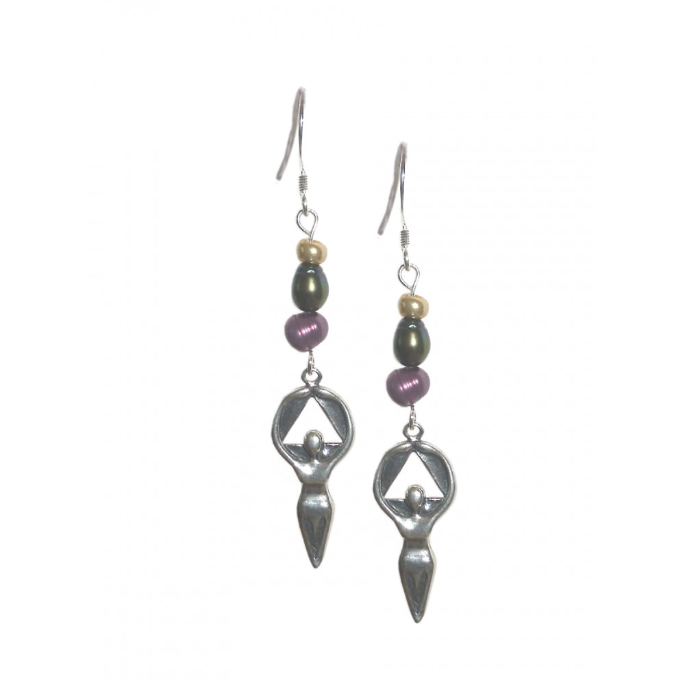 Beaded Earrings Alcoholics Anonymous AA Sterling Silver Medium Women in Recovery
