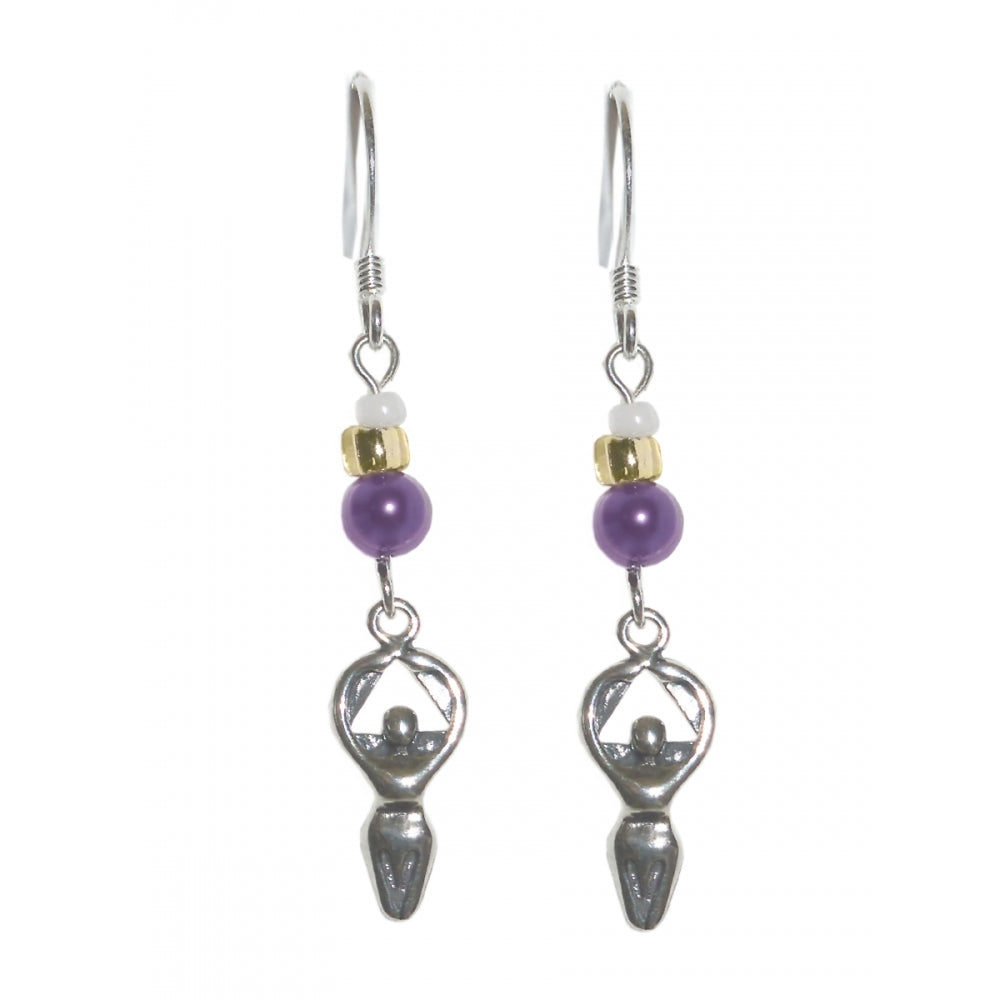 Beaded Earrings Alcoholics Anonymous AA Sterling Silver Small Women in Recovery