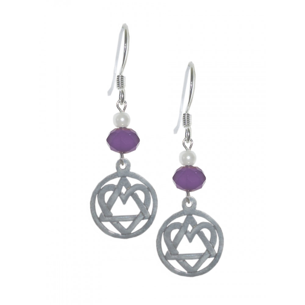 Beaded Earrings Alcoholics Anonymous AA Sterling Silver "Love and Service"