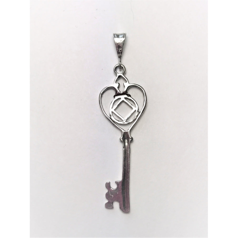 Brass Earrings, Small Narcotics Anonymous NA Symbol Inside Antique Style Key