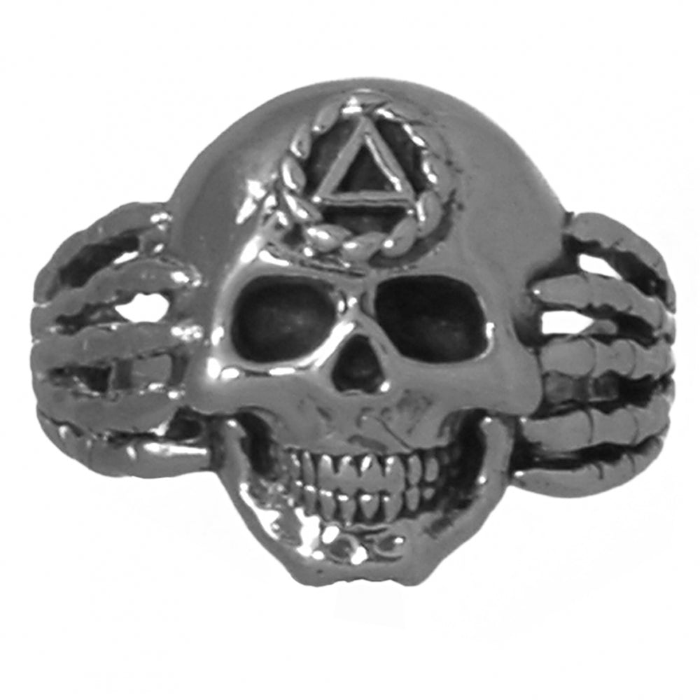 Sterling Silver Ring Alcoholics Anonymous AA Mens Skull