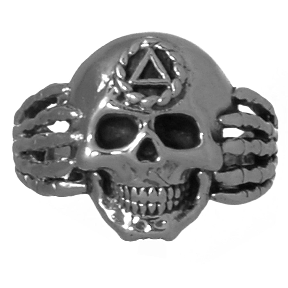 Sterling Silver Ring Alcoholics Anonymous AA Mens Skull