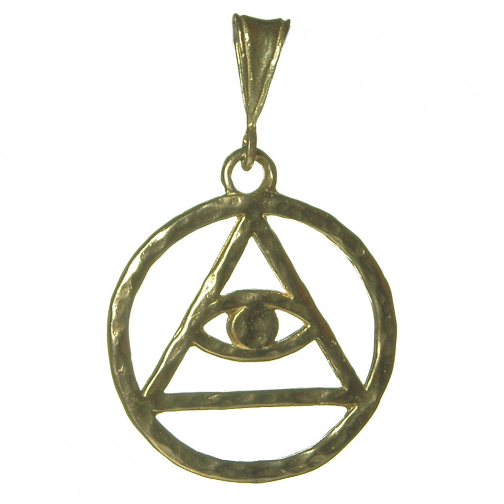 Large Size, Brass Pendant, Alcoholics Anonymous AA Symbol with Mystic Eye