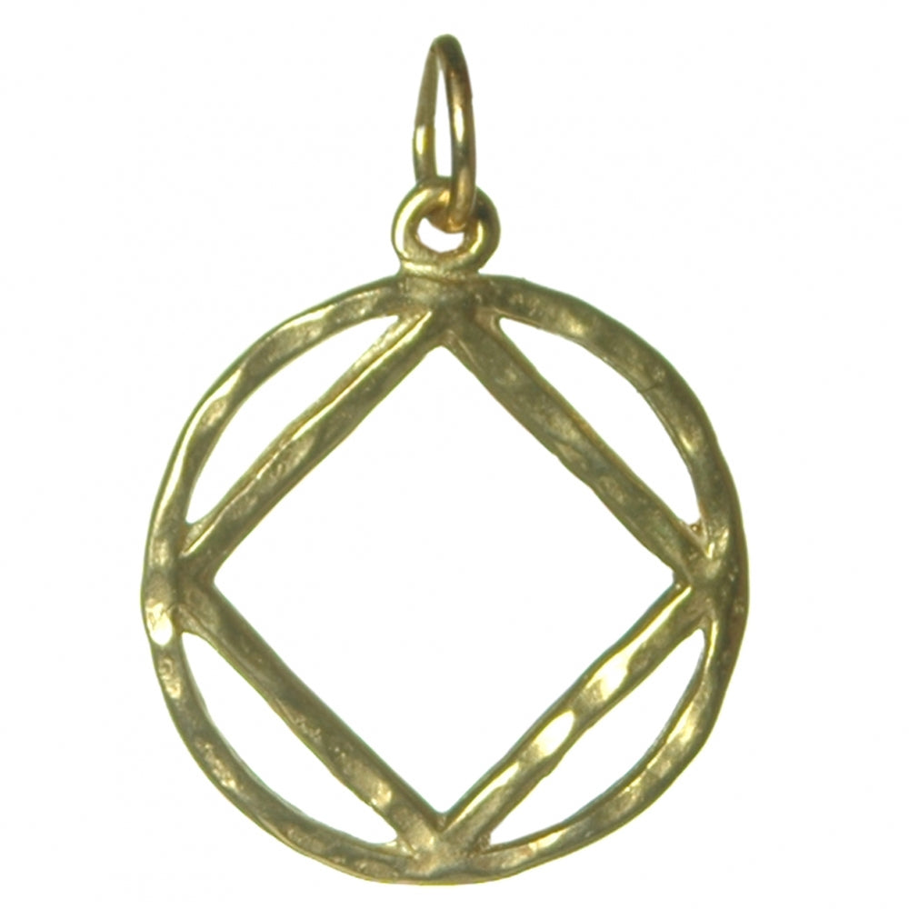 Brass Pendant, Narcotics Anonymous NA Hammered Symbol Medium Size