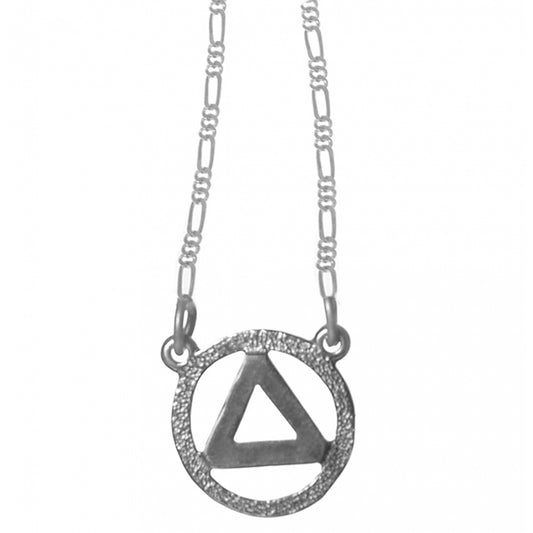 Set of Sterling Silver Alcoholics Anonymous AA Symbol Pendant with Sterling Silver Chain, $34.95 Chain Available in 18" Only
