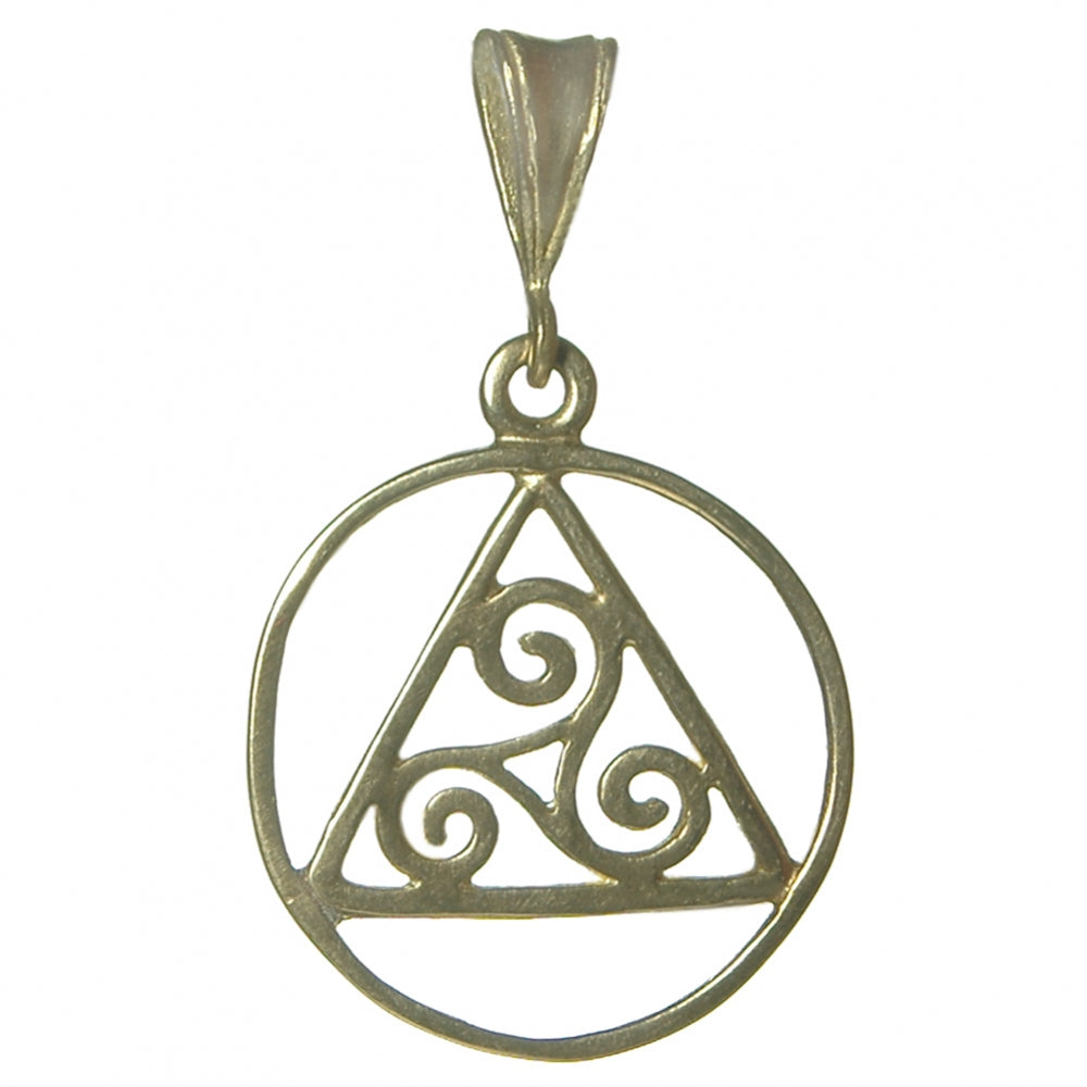 Brass, Alcoholics Anonymous AA Smooth Pendant with Celtic Symbol Medium Size
