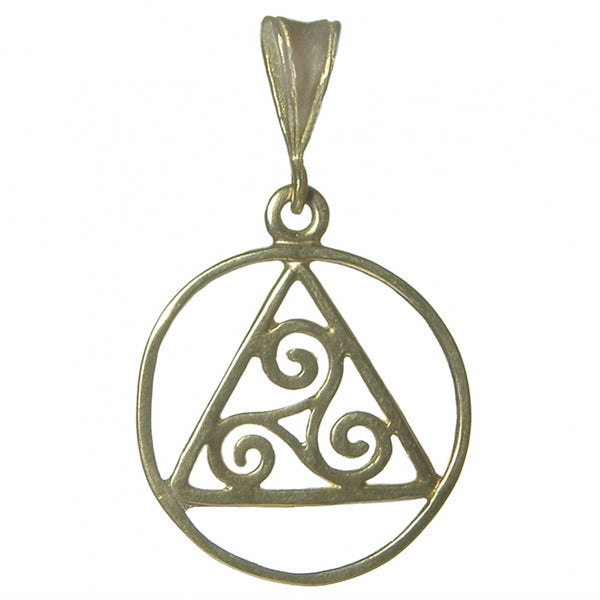 Brass, Alcoholics Anonymous AA Smooth Pendant with Celtic Symbol Medium Size