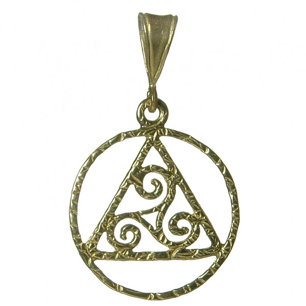 Brass, Alcoholics Anonymous AA Textured Pendant with Celtic Symbol Medium Size