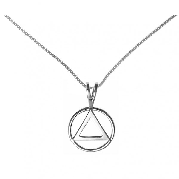 Set of Alcoholics Anonymous AA Symbol #01 Pendant with #212 Medium Box Chain, Chain Available in 3 Different Lengths