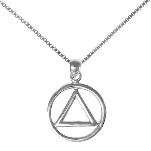 Set of Alcoholics Anonymous AA Symbol #05 Pendant with #211 Heavy Box Chain, Chain Available in 3 Different Lengths