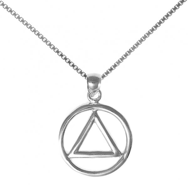 Set of Alcoholics Anonymous AA Symbol #05 Pendant with #211 Heavy Box Chain, Chain Available in 3 Different Lengths