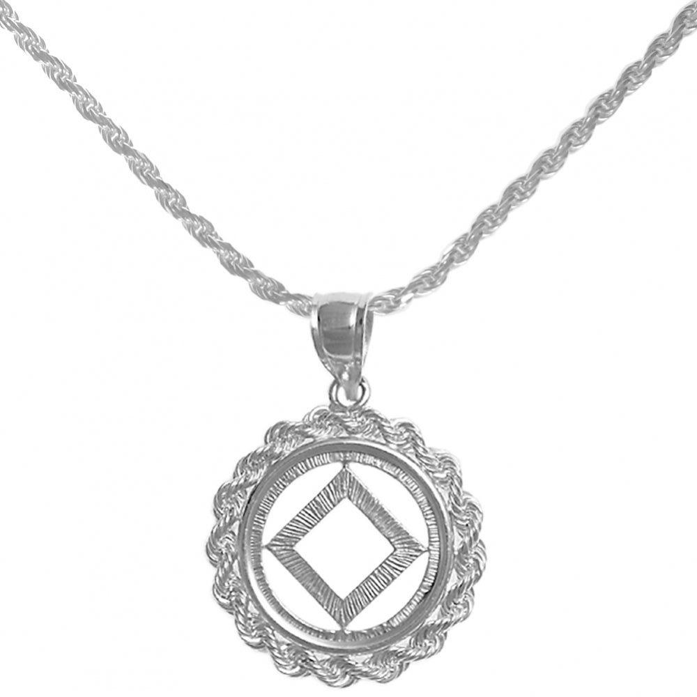 Set of Narcotics Anonymous NA Symbol #482 Pendant with #215 Rope Chain, Chain Available in 3 Different Lengths
