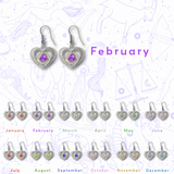 Sterling Silver Earrings, Alcoholics Anonymous AA Symbol Heart, Available in 12 Different 5mm Cubic Zirconia Triangle Birthstones