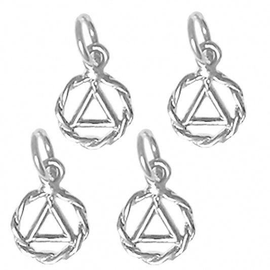 Sterling Silver Pendants Set of 4 Very Small Alcoholics Anonymous AA Symbol #330