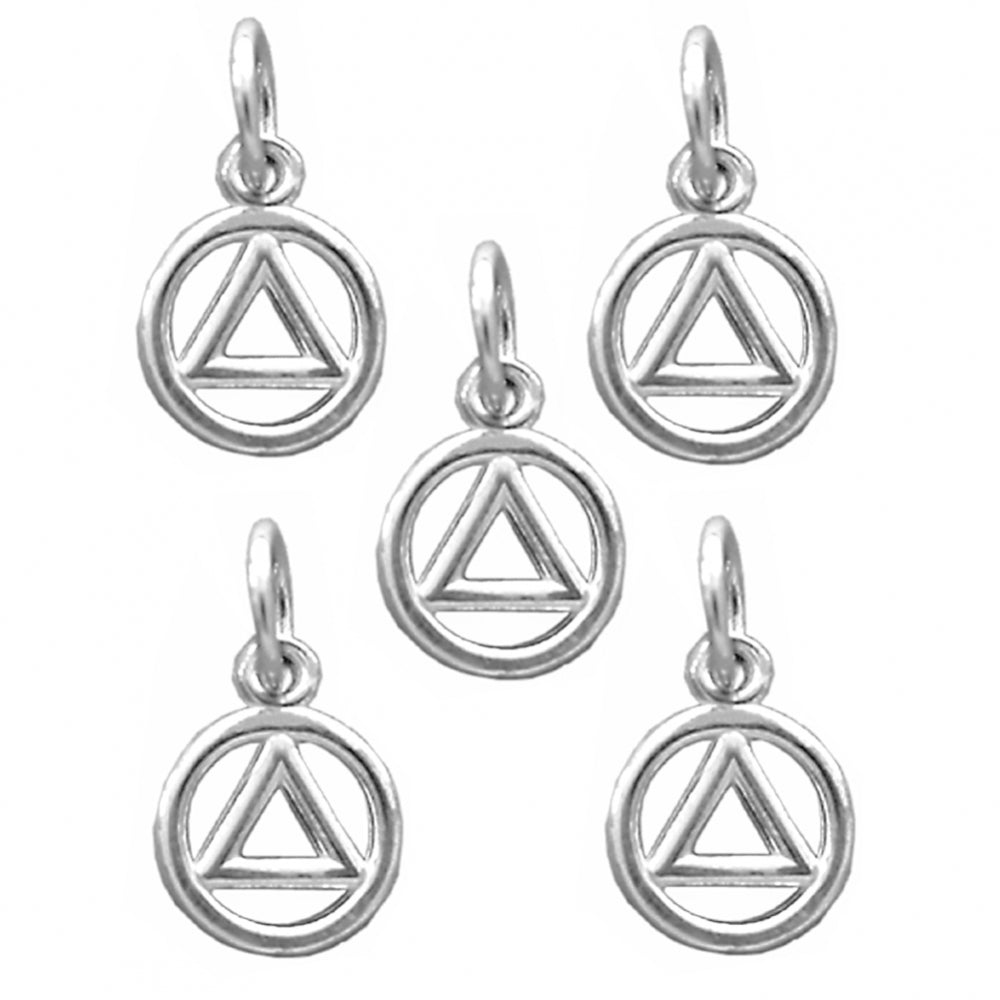 Sterling Silver Pendants Set of 5 Small Alcoholics Anonymous AA Symbol #49