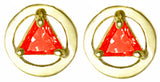 14k Gold Birthstones Earrings, Available in 12 Different 5mm Triangle Colored CZ