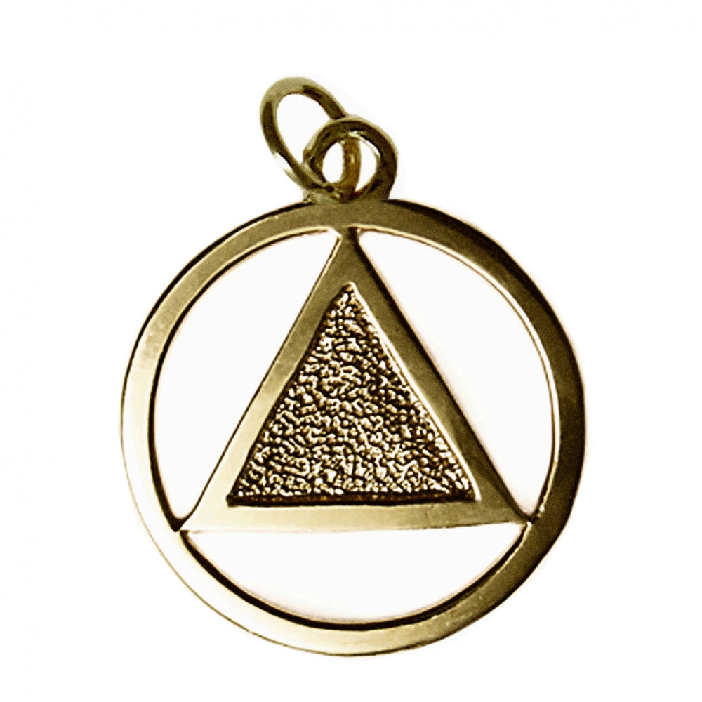 Large Brass Pendant with Textured Triangle, Antique Finished