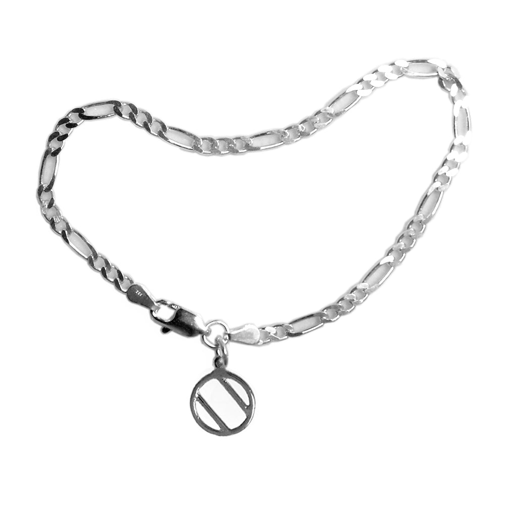 Medium Figaro Style 7" Bracelet , Your Choice of 5 Different Anonymous Charms