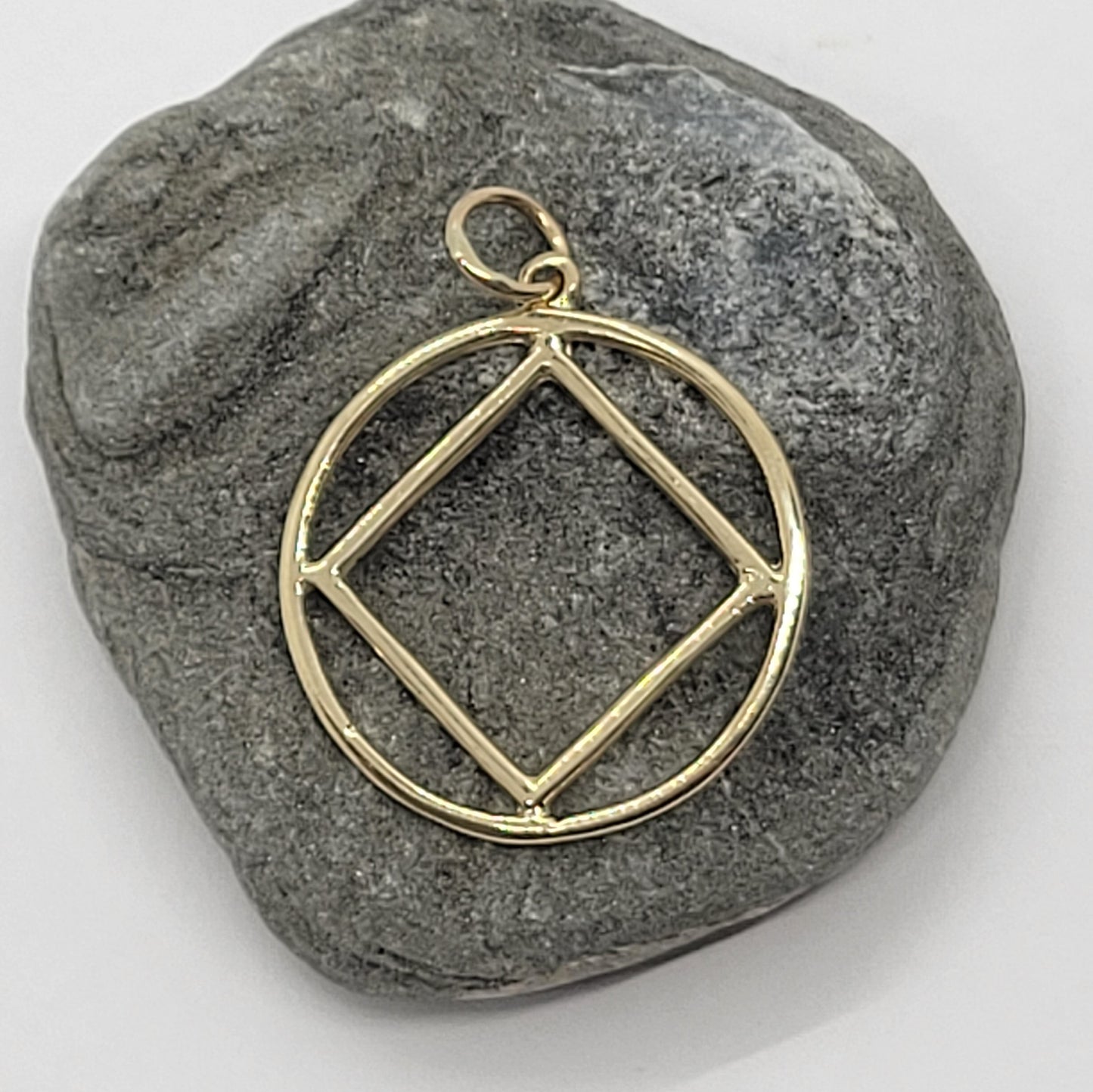14k Gold Pendant, Narcotics Anonymous NA Symbol in a Circle, Large Size