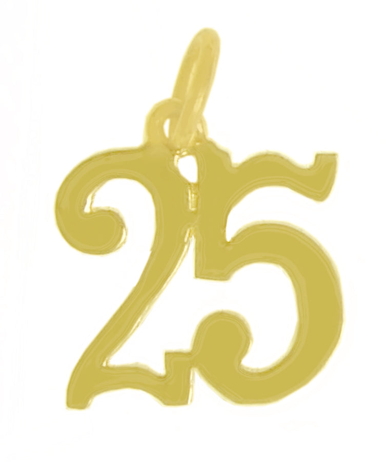 14k Gold Pendant, Numerals for Celebrating All Occasions; Anniversary, Birthdays
