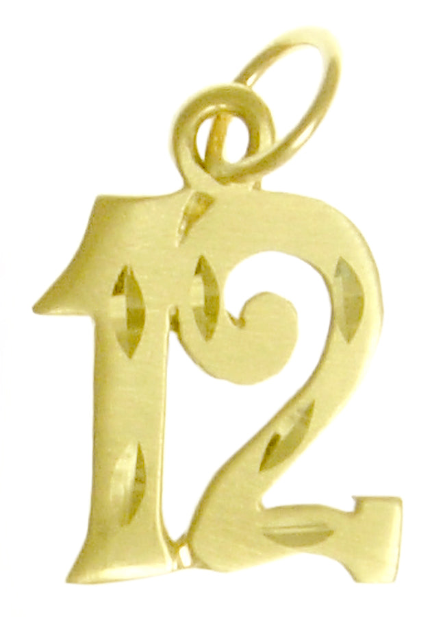 14k Gold Pendant, Numerals for Celebrating All Occasions; Anniversary, Birthdays