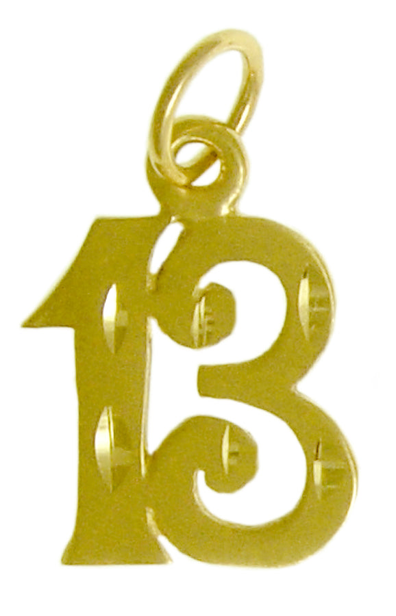 14k Gold Pendant, Numerals for Celebrating All Occasions; Anniversary, Birthdays