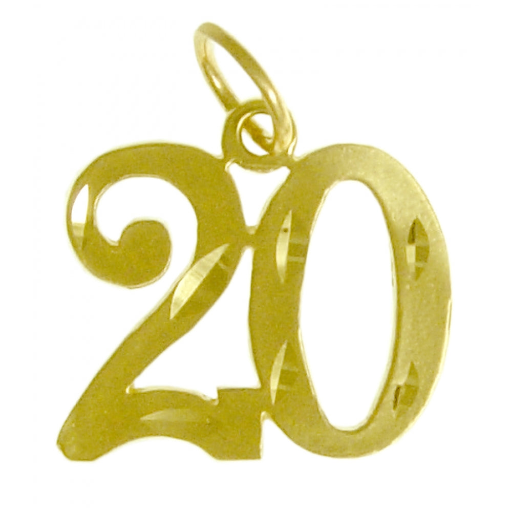 14k Gold Pendant, Numerals for Celebrating All Occasions; Anniversary, Birthdays