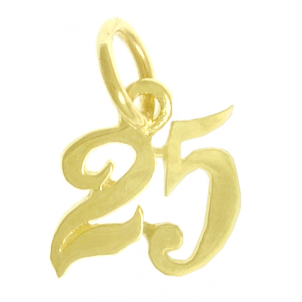 14k Gold Pendant, Numerals for Celebrating All Occasions; Anniversary, Birthdays
