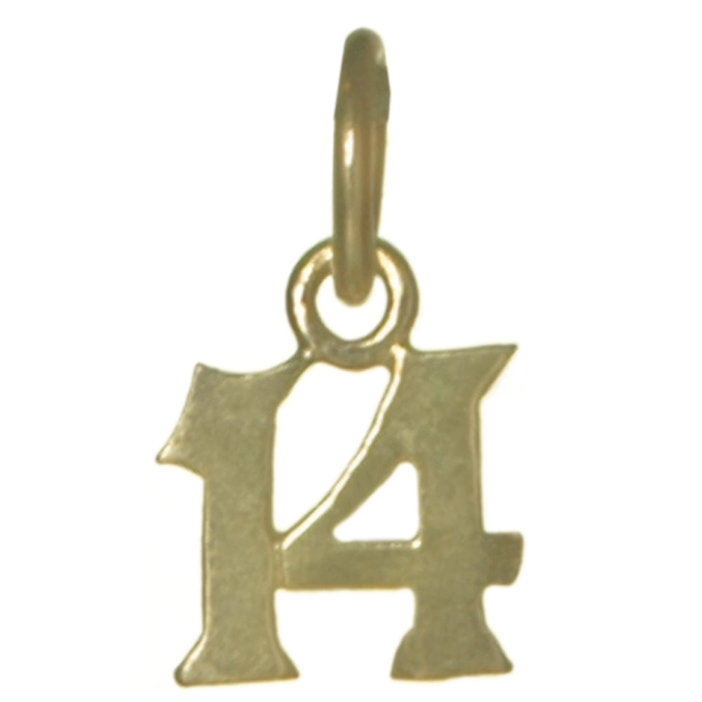 14k Gold Pendant Very Tiny Numerals for Celebrating All Occasions; Anniversary, Birthdays