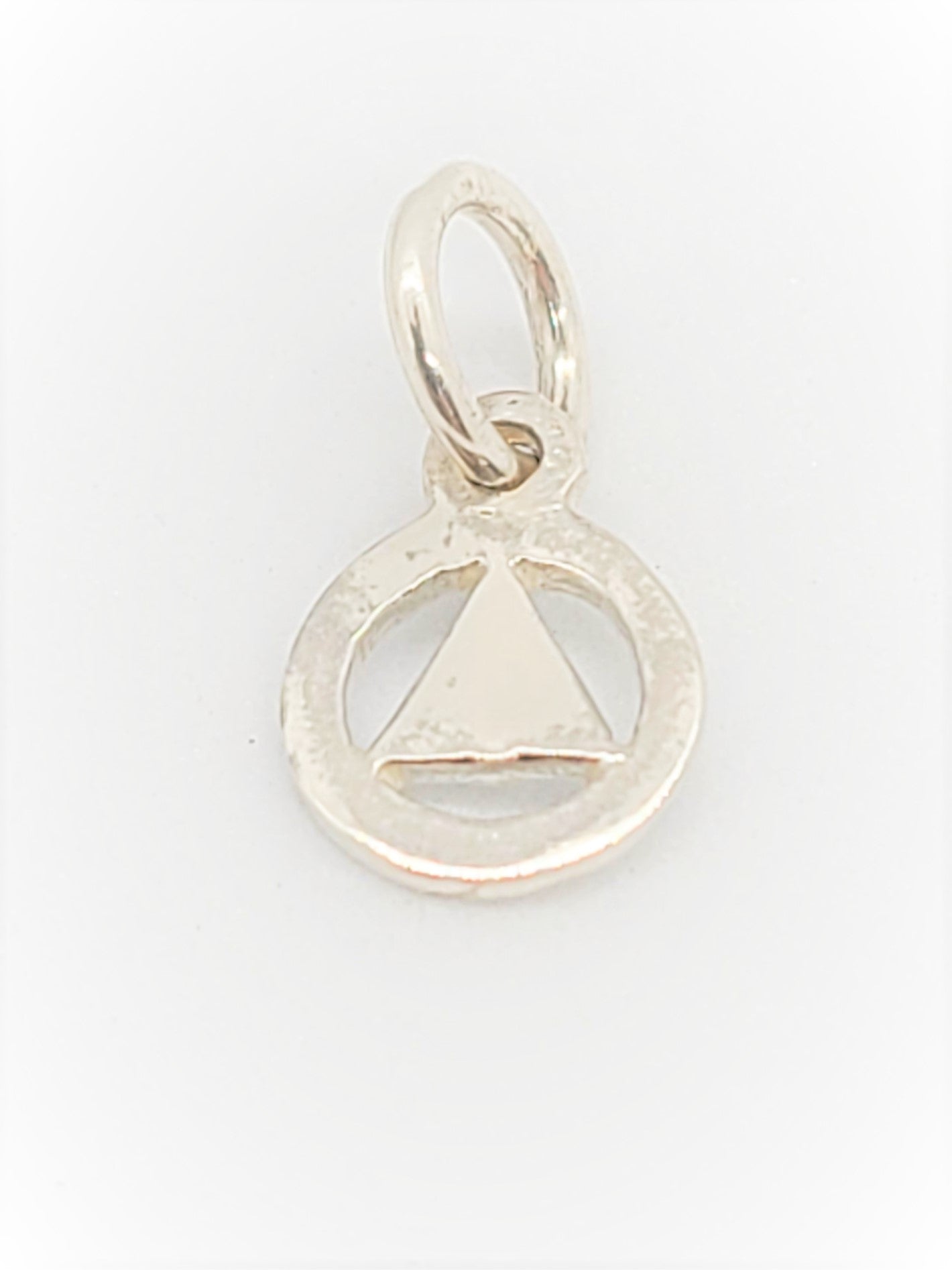 Sterling Silver AA Pendant – Very Small Circle with Solid Triangle, 0.4g, Hand-Finished