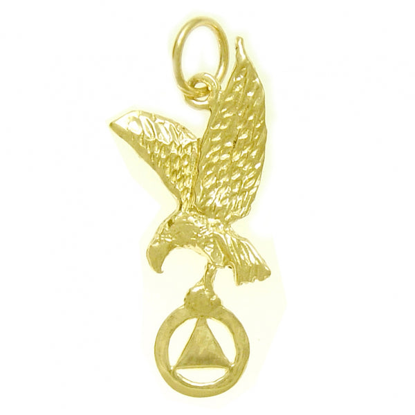 14k Gold Pendant, Eagle Holding Alcoholics Anonymous AA Symbol