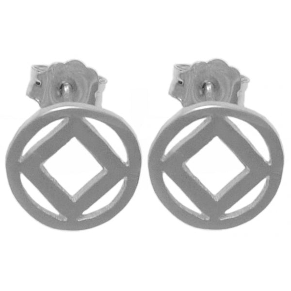 Sterling Silver Earrings, Narcotics Anonymous NA Symbol Small Stud Earrings