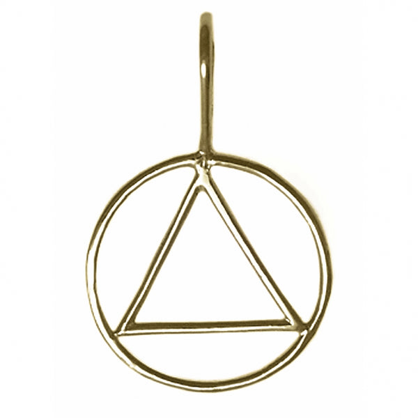 Brass, Alcoholics Anonymous AA Simple Wire Look Pendant, Antiqued Finish
