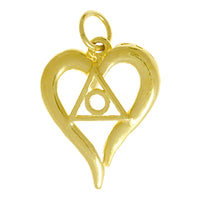 14k Gold, Heart Pendant with Family Recovery Symbol, Medium Size
