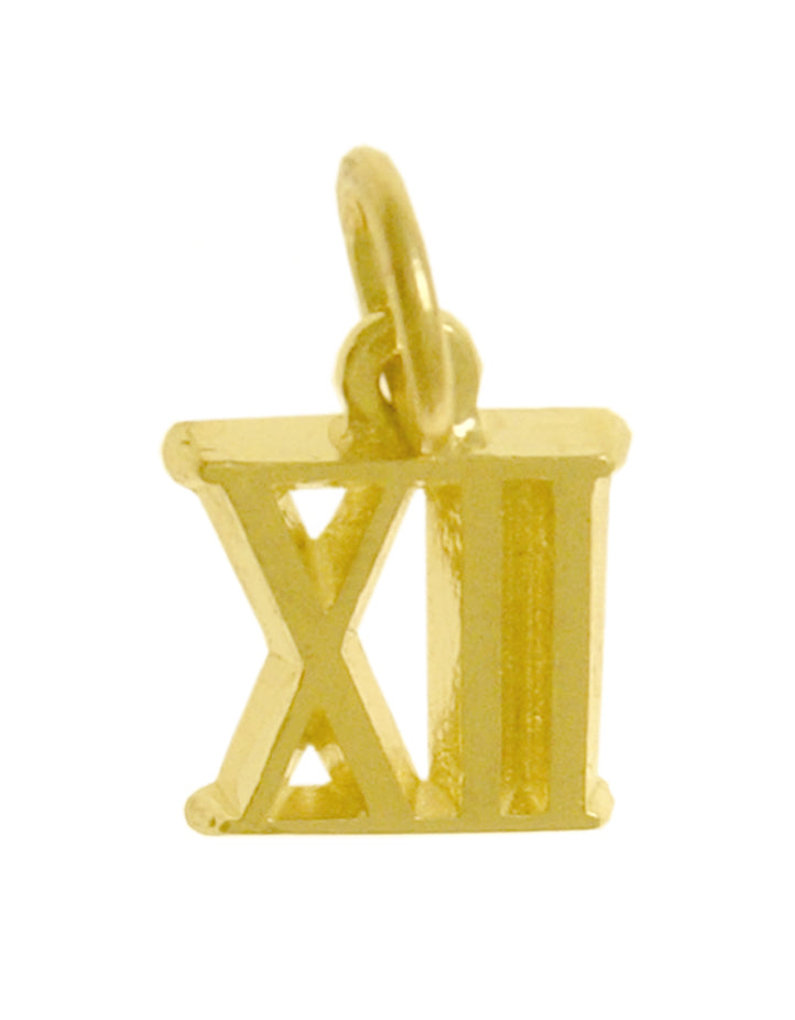 14k Gold Pendant, Small Roman Numerals for Celebrating All Occasions; Anniversary, Birthdays
