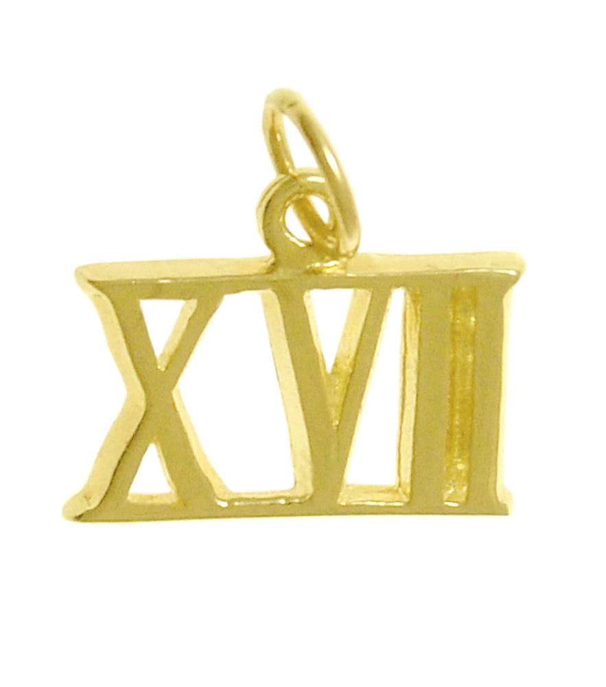 14k Gold Pendant, Small Roman Numerals for Celebrating All Occasions; Anniversary, Birthdays