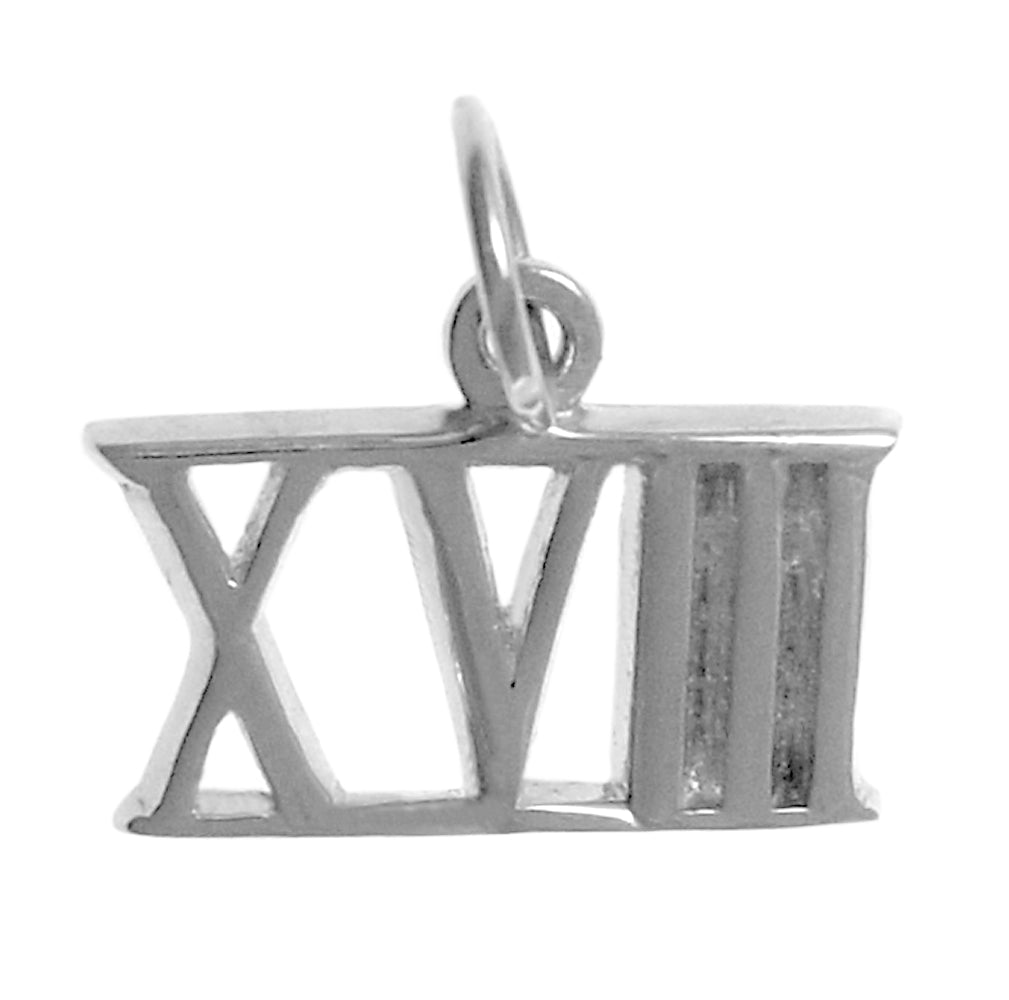 Sterling Silver Pendant, Small Roman Numerals for Celebrating All Occasions; Anniversary, Birthdays