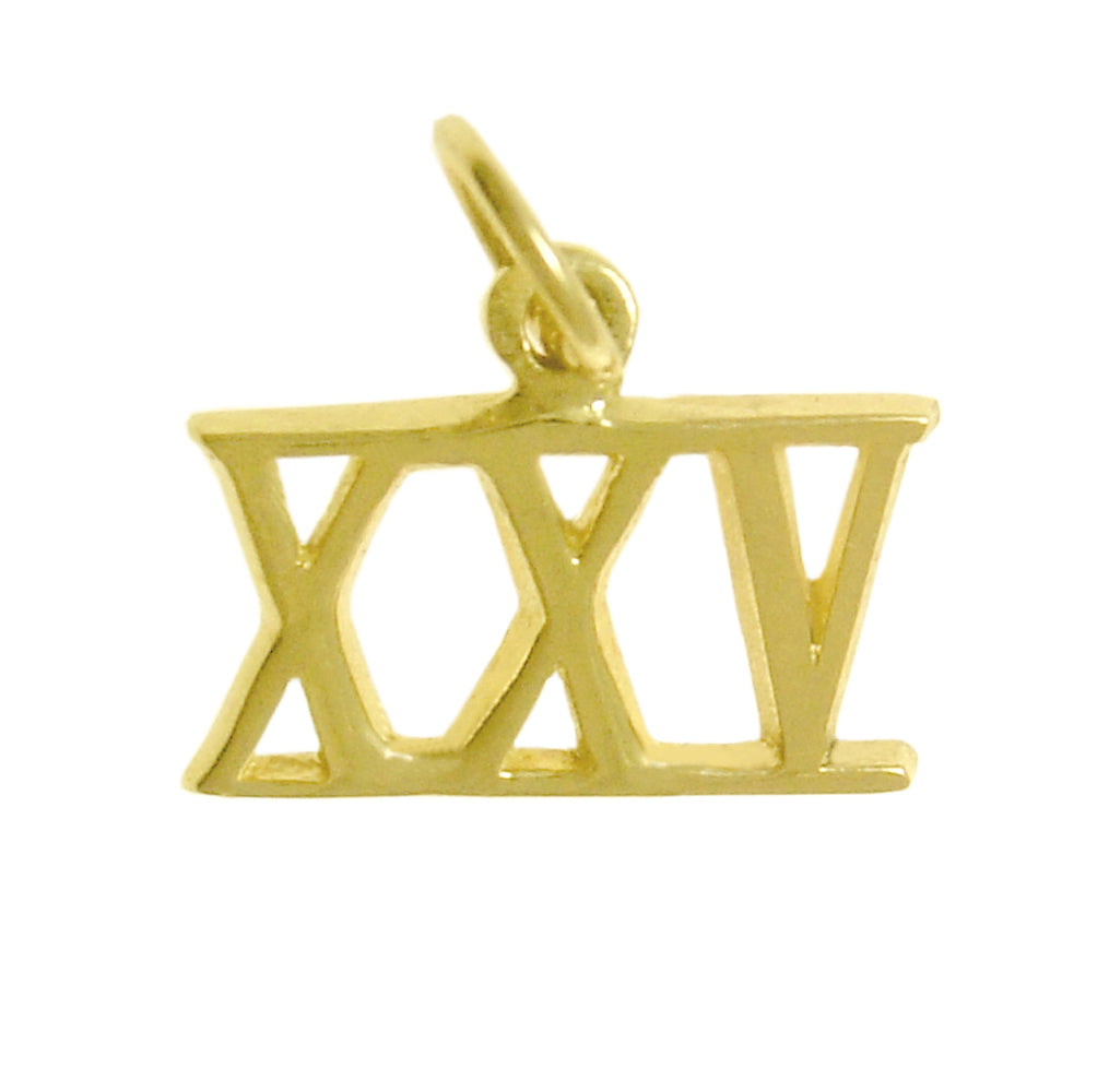 14k Gold Pendant, Small Roman Numerals for Celebrating All Occasions; Anniversary, Birthdays