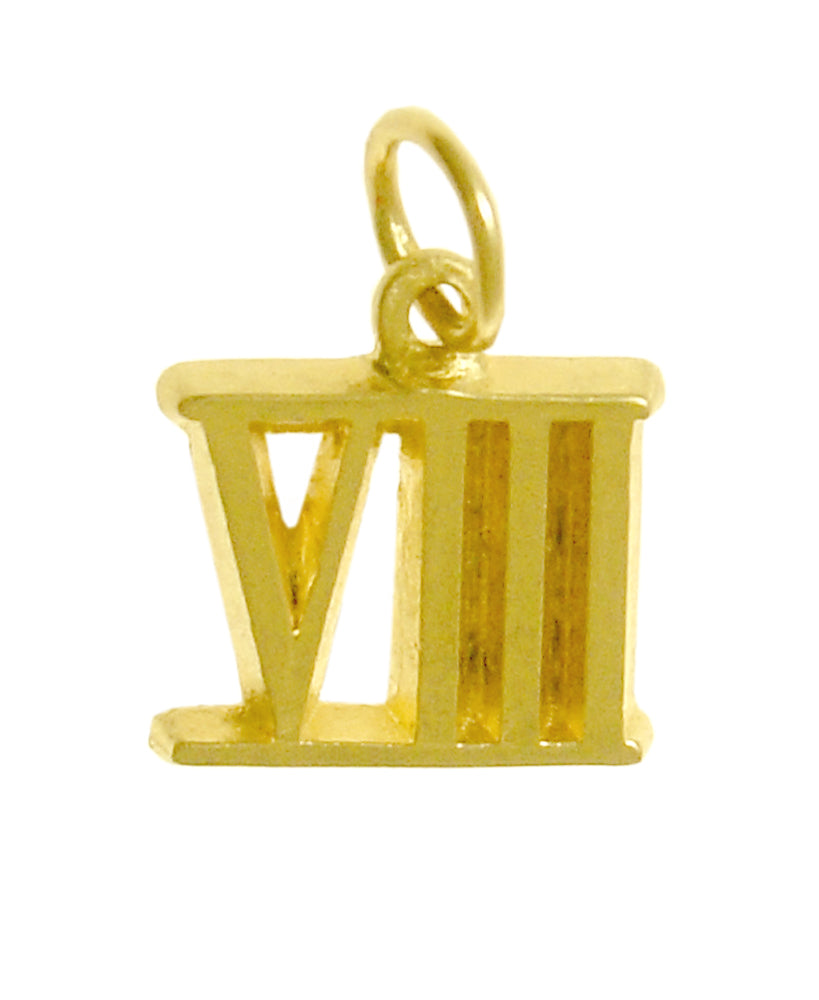 14k Gold Pendant, Small Roman Numerals for Celebrating All Occasions; Anniversary, Birthdays