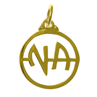 Brass, Narcotics Anonymous NA Initials Pendant, Antiqued Finish, Medium Size