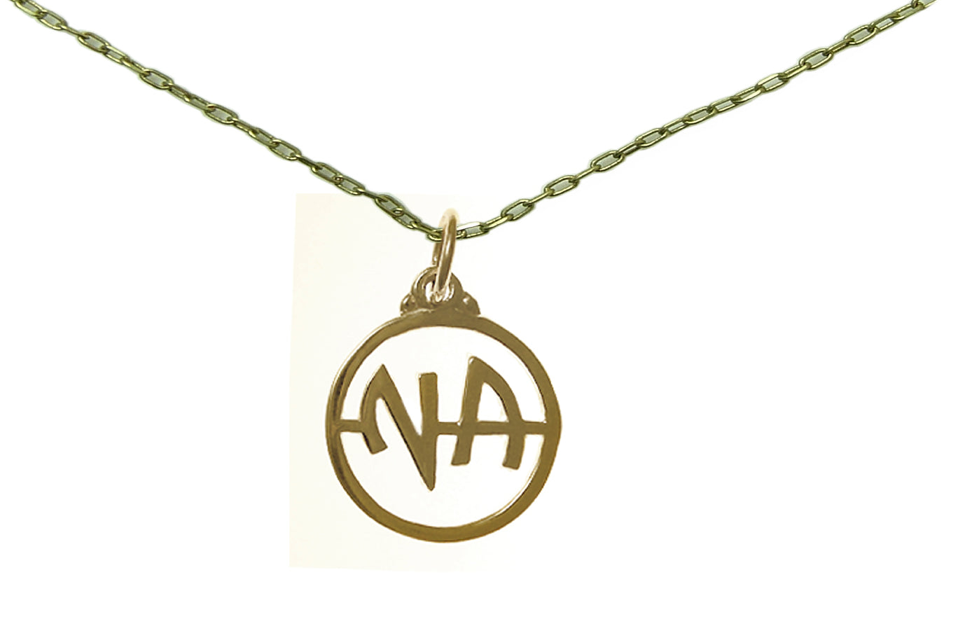 Set of Brass #40 Narcotics Anonymous NA Initial Pendant with Brass Chain, $11.50-$12.50, Chain Available in 3 Different Lengths