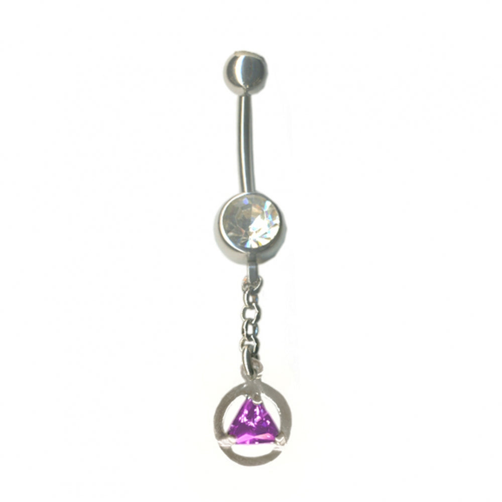 Sterling Silver Pendant, Alcoholics Anonymous AA Body Jewelry, Available in 12 Different 5mm Triangle Colored CZ Birthstones