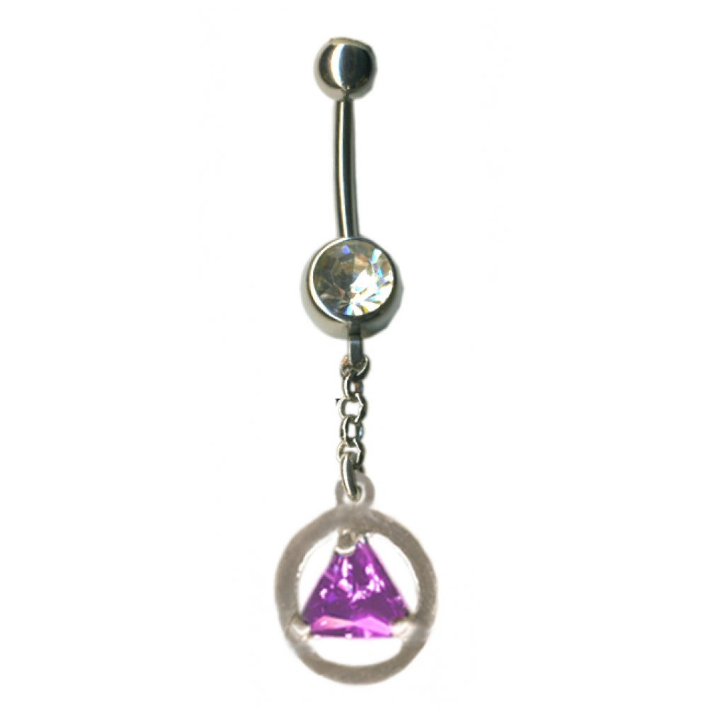 Sterling Silver Pendant, Alcoholics Anonymous AA Body Jewelry, Available in 12 Different 6mm Triangle Colored CZ Birthstones