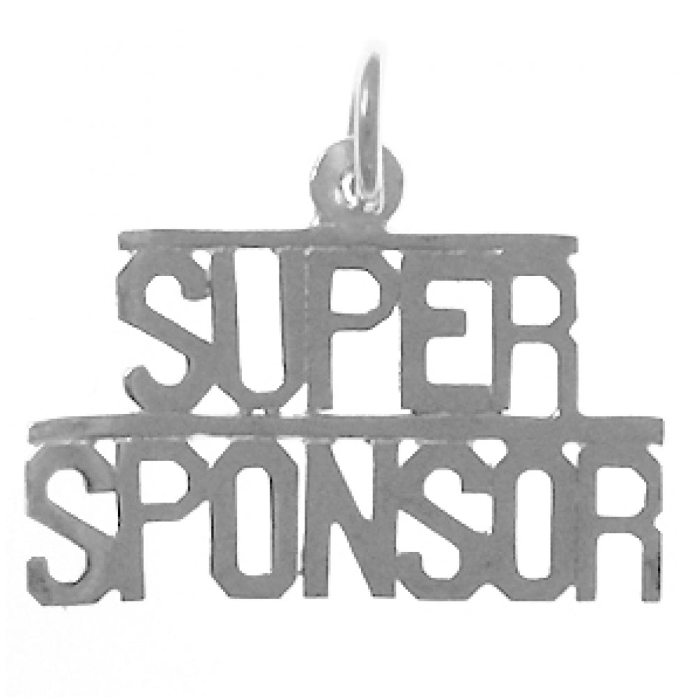 Sterling Silver, Sayings Pendant, "SUPER SPONSOR"