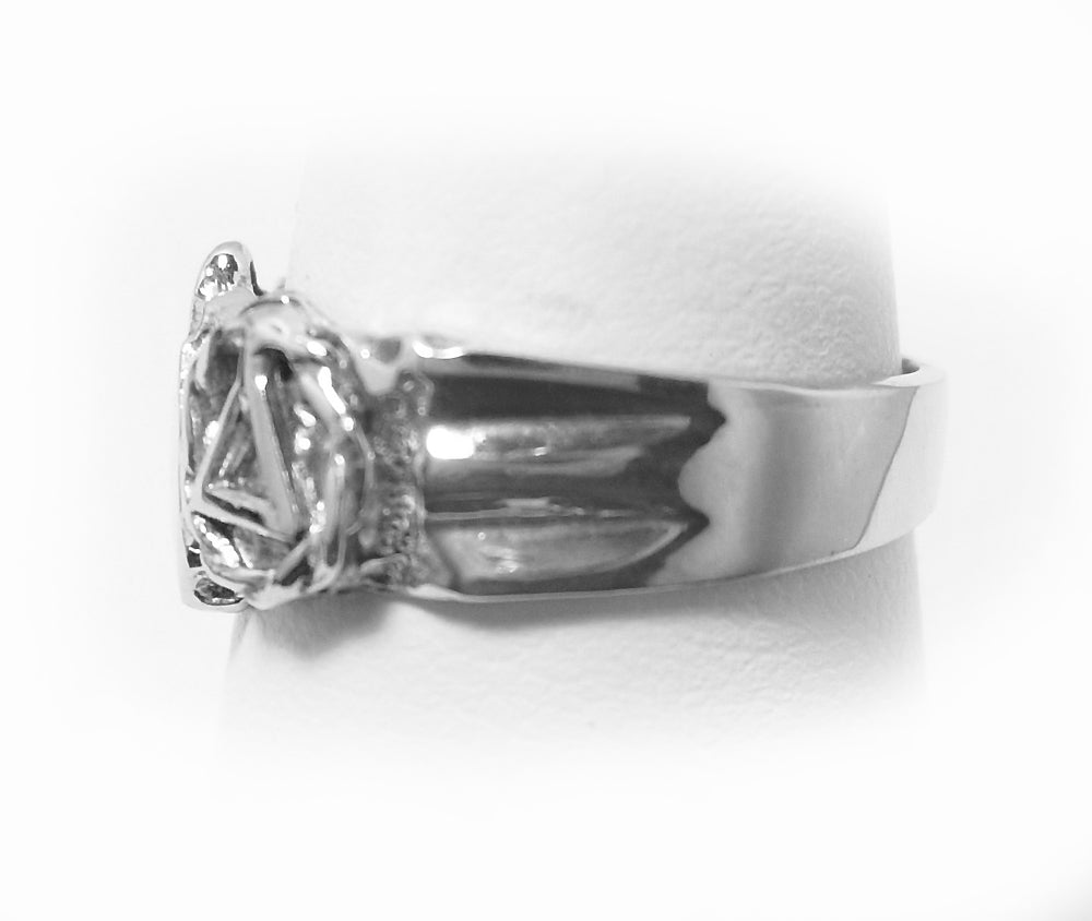 Sterling Silver Ring, Alcoholics Anonymous AA Symbol Small Nugget Style