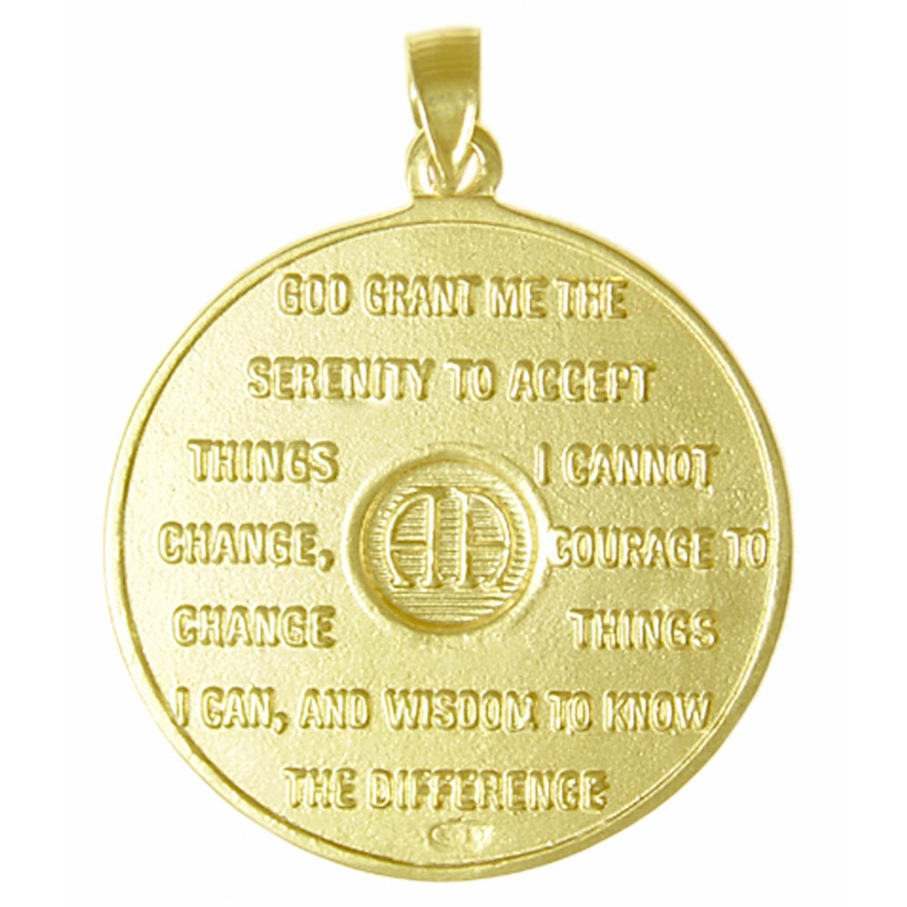 14k Gold, Large Recovery Medallion, Blank Center for Custom Engraving with Numbers or Initials