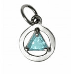 Sterling Silver Pendant, Alcoholics Anonymous AA Body Jewelry, Available in 12 Different 5mm Triangle Colored CZ Birthstones