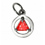 Sterling Silver Pendant, Alcoholics Anonymous AA Body Jewelry, Available in 12 Different 5mm Triangle Colored CZ Birthstones
