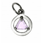 Sterling Silver Pendant, Alcoholics Anonymous AA Body Jewelry, Available in 12 Different 5mm Triangle Colored CZ Birthstones